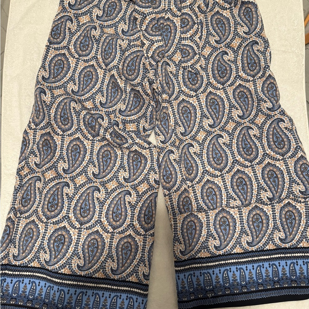 Paisley Print Wide-Leg Pants